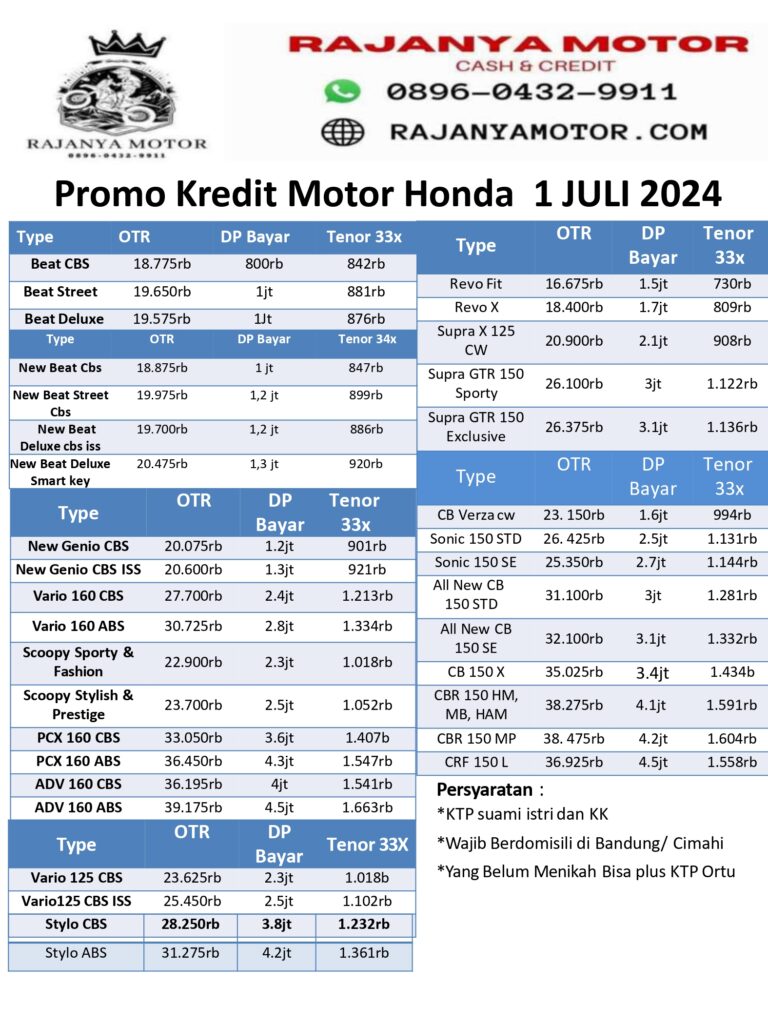 BROSUR PROMO MOTOR HONDA JULI 2024